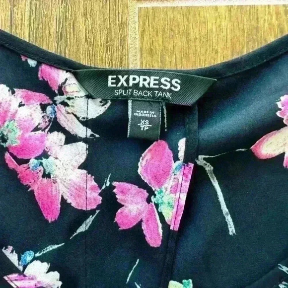 Express Split Back Chiffon Tank Top Floral Lace Print ID#400183 Blouse Office - Picture 3 of 11